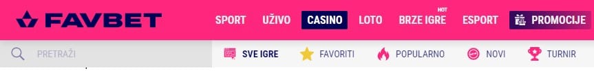 sučelje i navigacija favbet casino